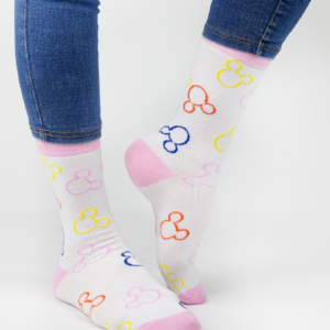 Mickey Dots – Λευκές Κάλτσες με Πολύχρωμα Σχέδια