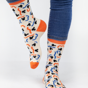 Mickey Pattern – Λευκές Κάλτσες με Cartoon Σχέδιο