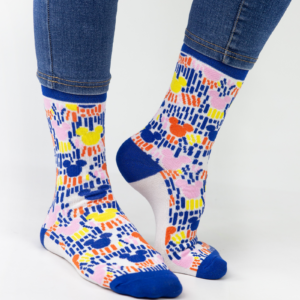 Pixel Mickey – Λευκές Κάλτσες με Πολύχρωμο Pattern